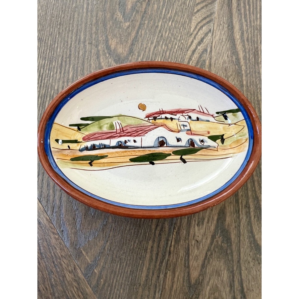 Vtg Hand-painted Signed Floral Art Pottery Plate Olaria S Perdro Corval Portugal - Picture 3 of 10